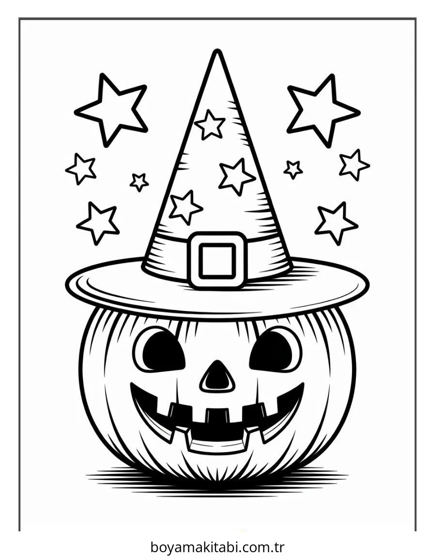 Halloween boyama sayfası – basit çizim, kolay boyama