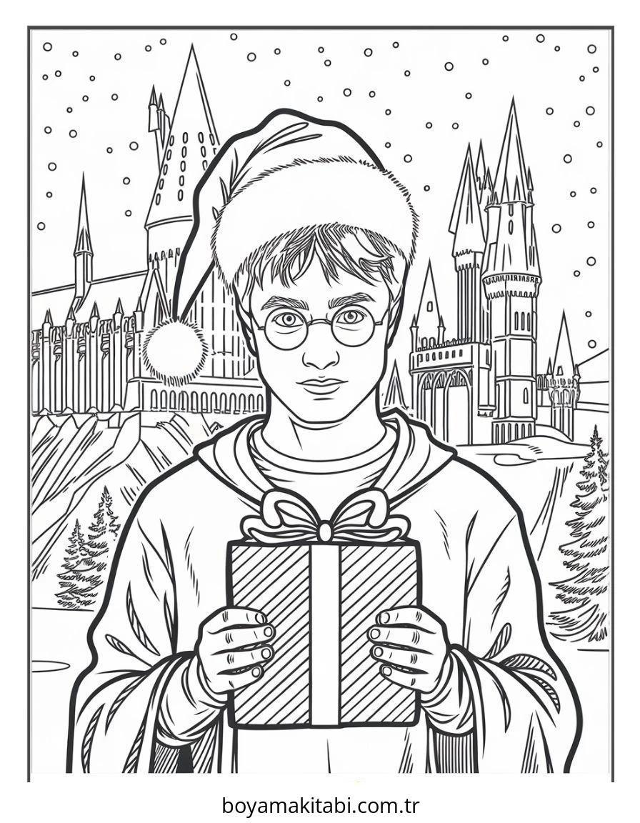 Harry Potter boyama sayfası – basit çizim, kolay boyama