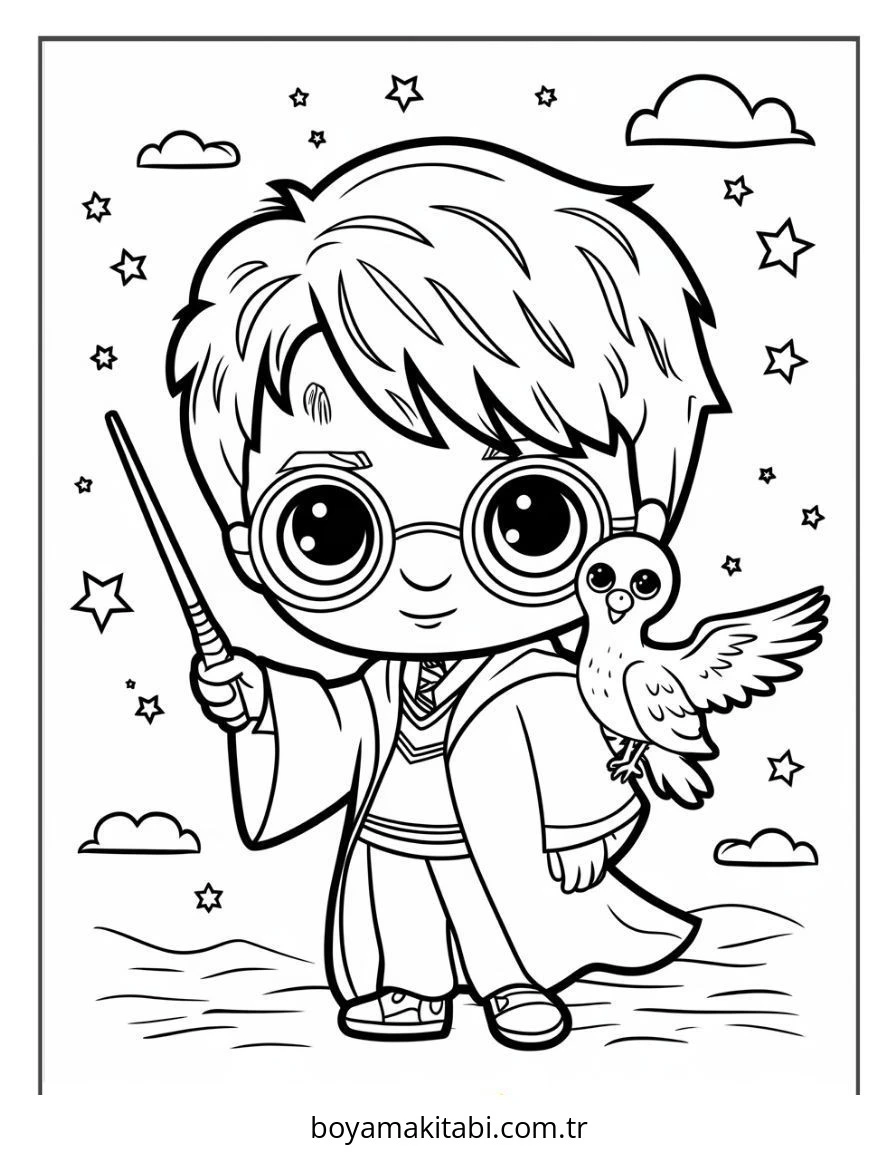 Harry Potter boyama sayfası – boyama çalışması, yaratıcılığı geliştirir