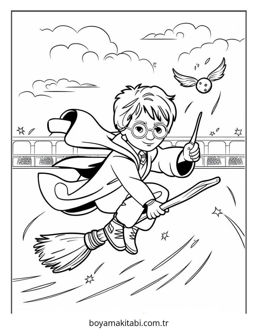 Harry Potter boyama sayfası – çocuk aktivitesi, PDF indir