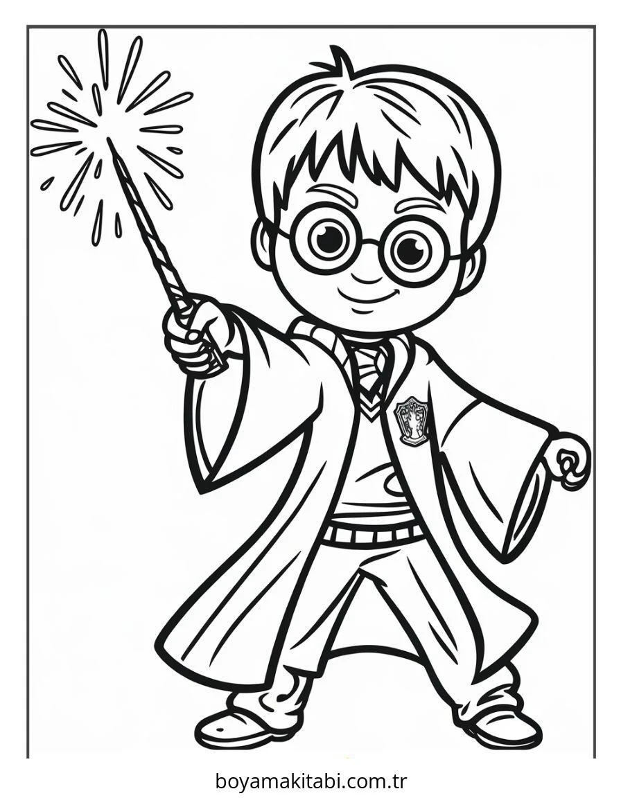 Harry Potter boyama sayfası – renkli çizimler, okul öncesi