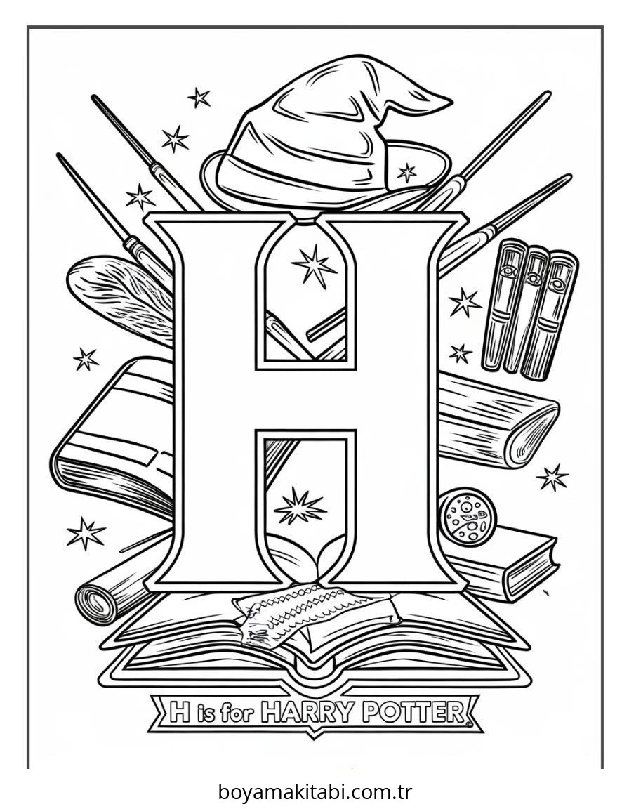 Harry Potter boyama sayfası – çocuklar için, çizgi film temalı