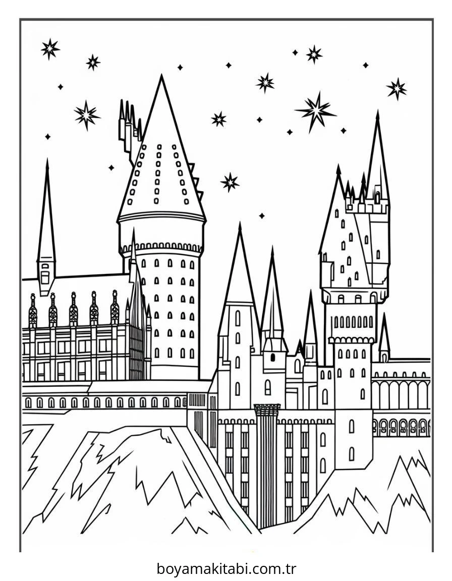 Harry Potter boyama sayfası – sevimli karakter, sanatsal çalışma