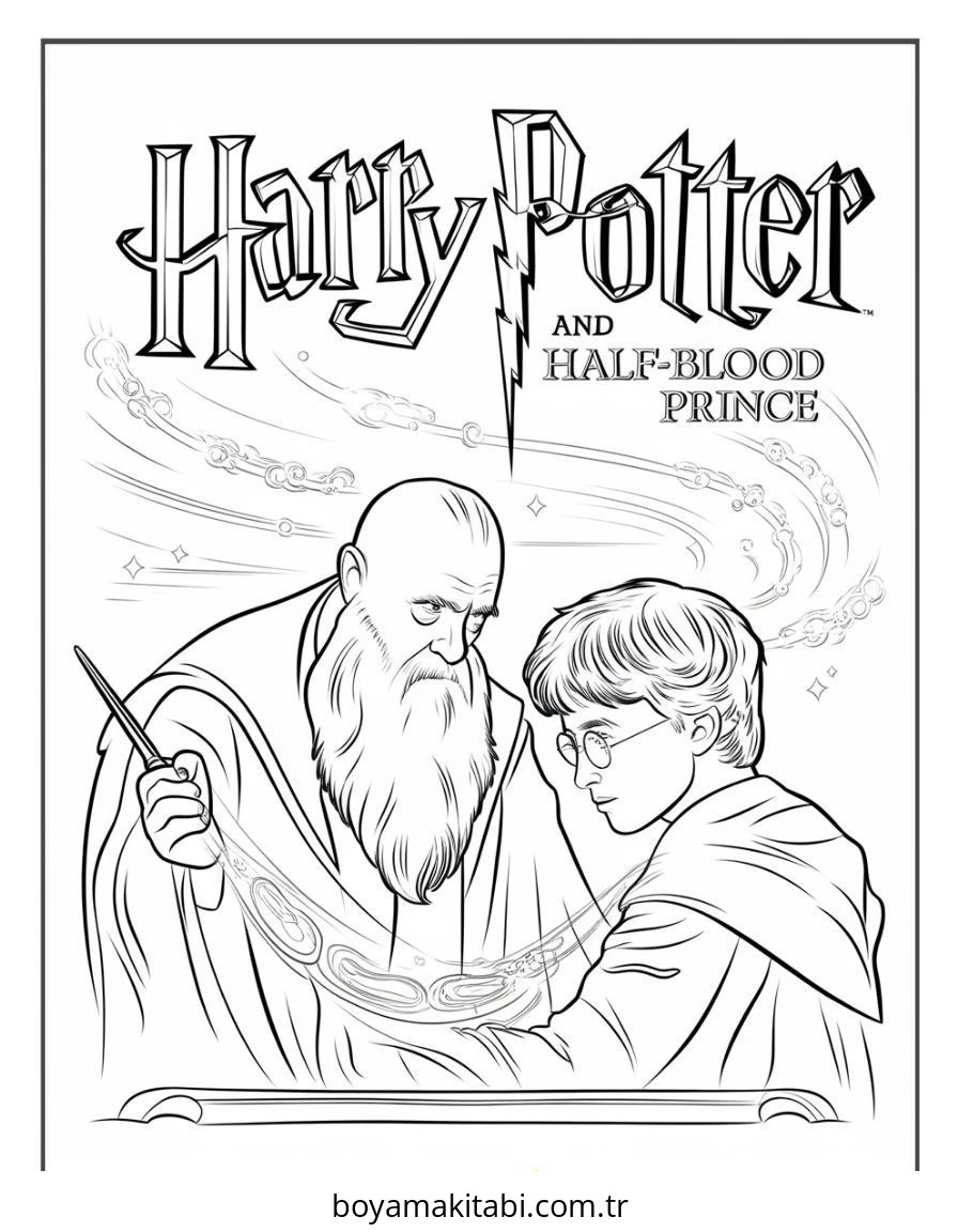 Harry Potter boyama sayfası – çizgi film temalı, basit çizim