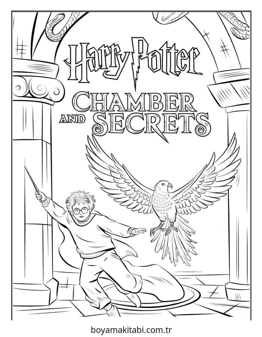 Harry Potter boyama sayfası – basit çizim, kolay boyama