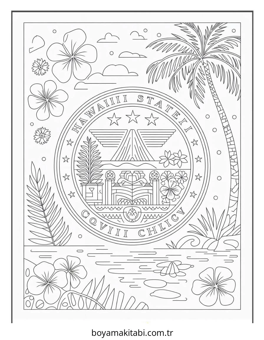 Hawaii boyama sayfası – eğitici aktivite, yaratıcılık