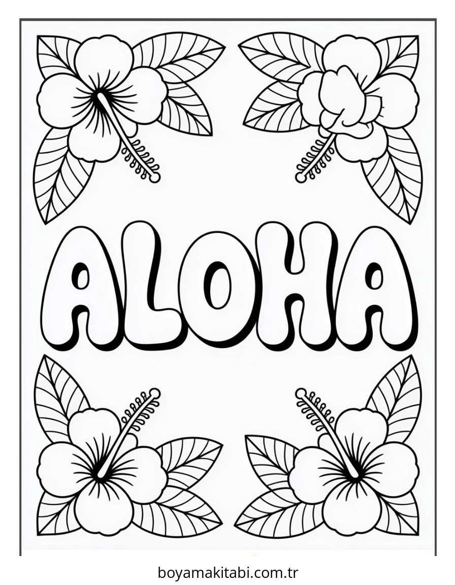 Hawaii boyama sayfası – yaratıcılık, eğlenceli etkinlik