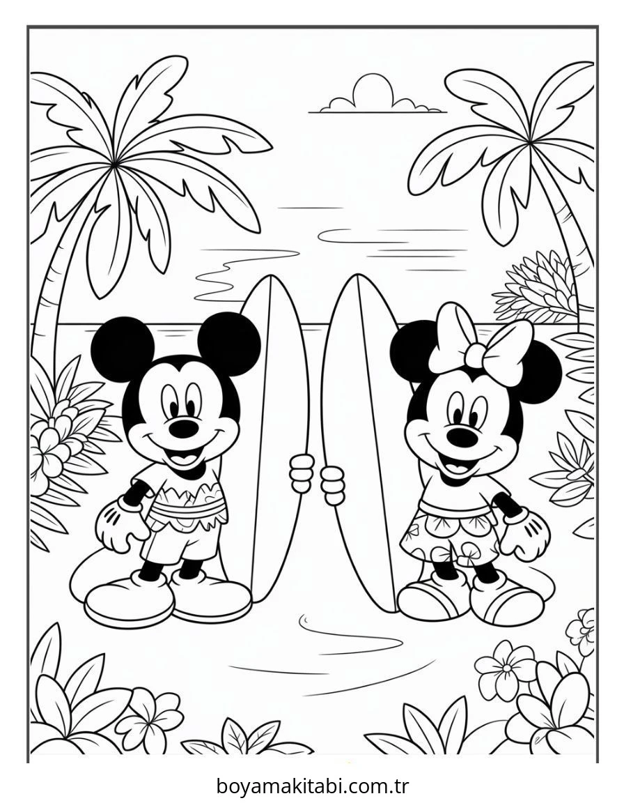 Hawaii boyama sayfası – PDF indir, sevimli karakter