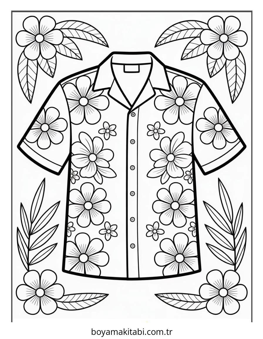 Hawaii boyama sayfası – eğlenceli etkinlik, el becerilerini geliştirir