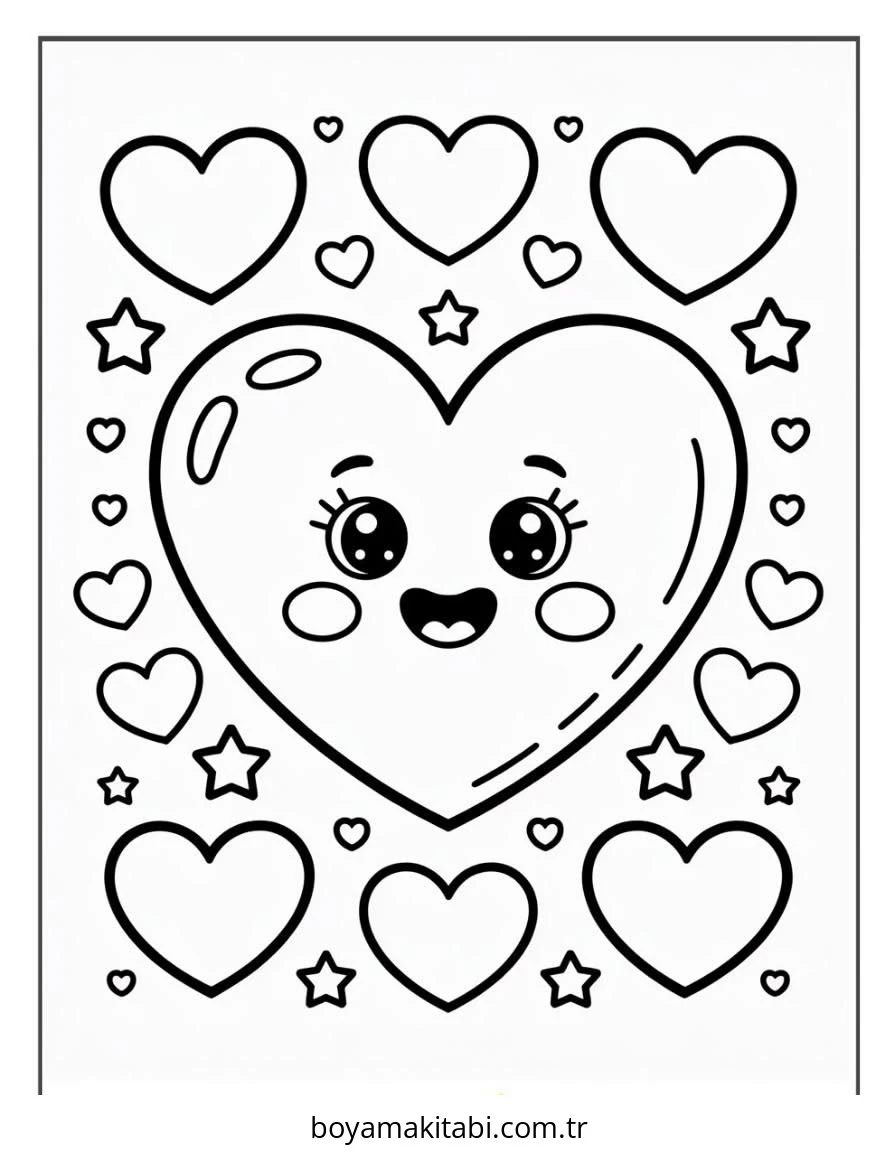 Kalp boyama sayfası – boyama etkinliği, çocuk aktivitesi
