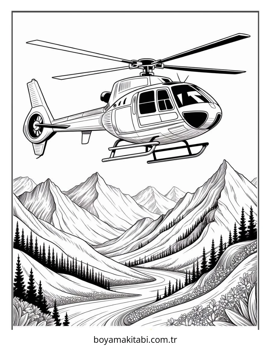 Helikopter boyama sayfası – ücretsiz yazdır, boyama etkinliği