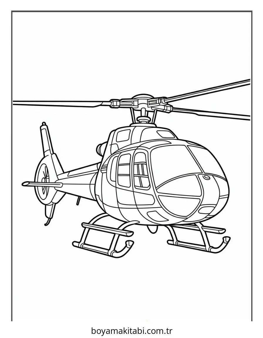 Helikopter boyama sayfası – yaratıcılığı geliştirir, keyifli zaman