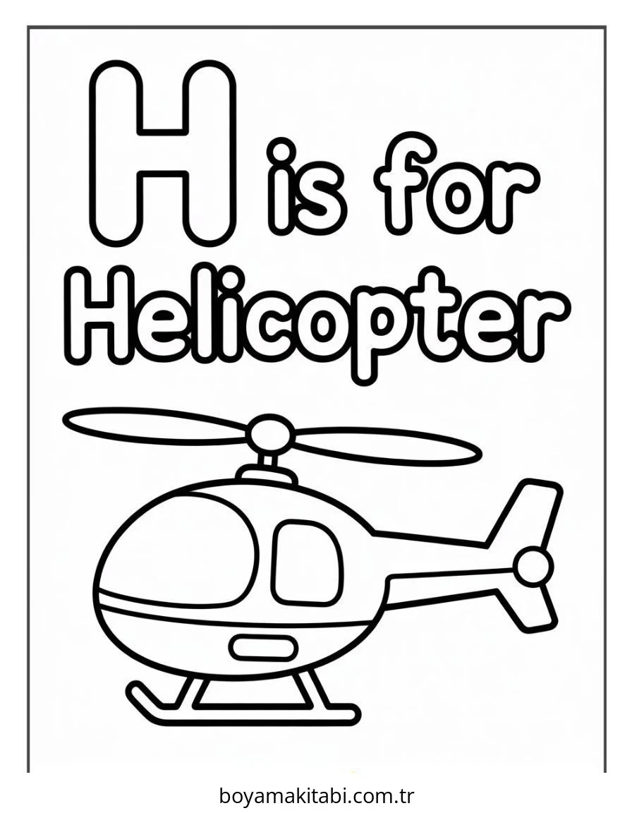 Helikopter boyama sayfası – boyama etkinliği, çocuk aktivitesi