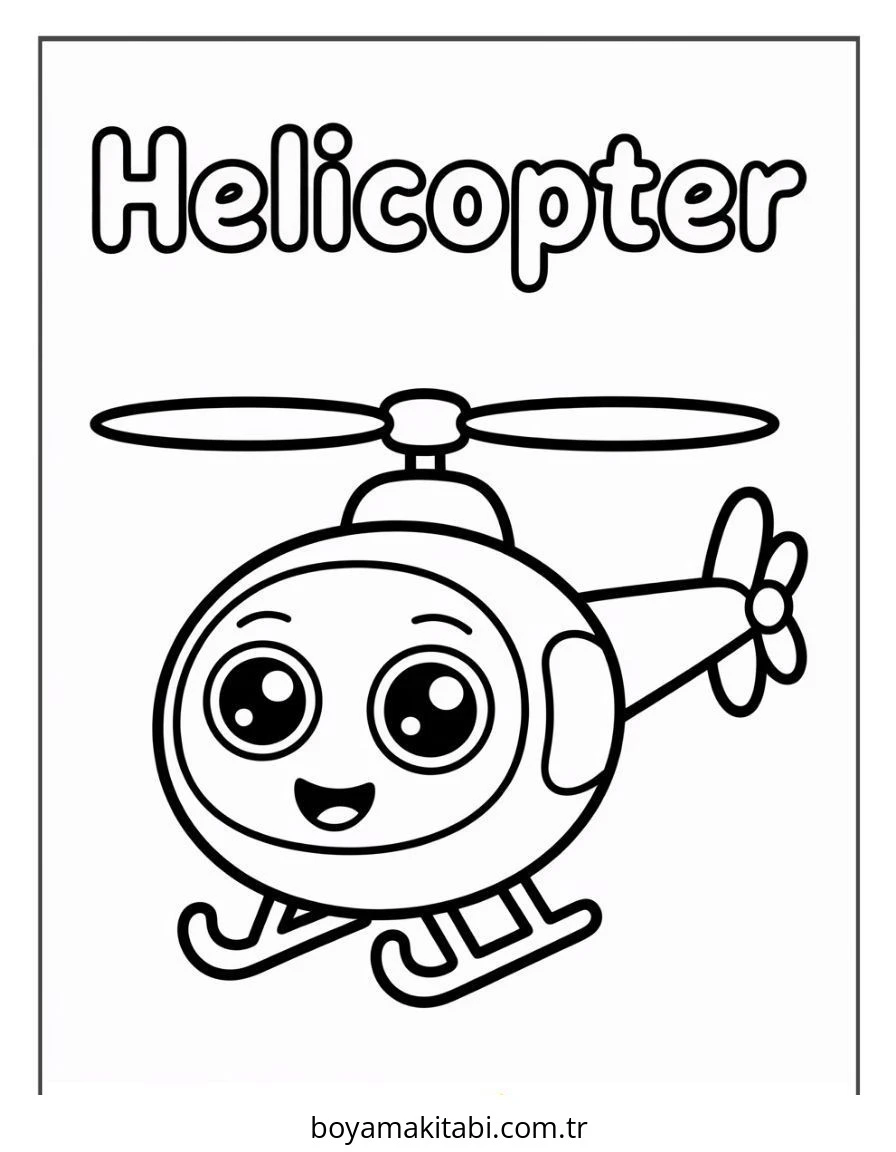 Helikopter boyama sayfası – çizgi film temalı, basit çizim