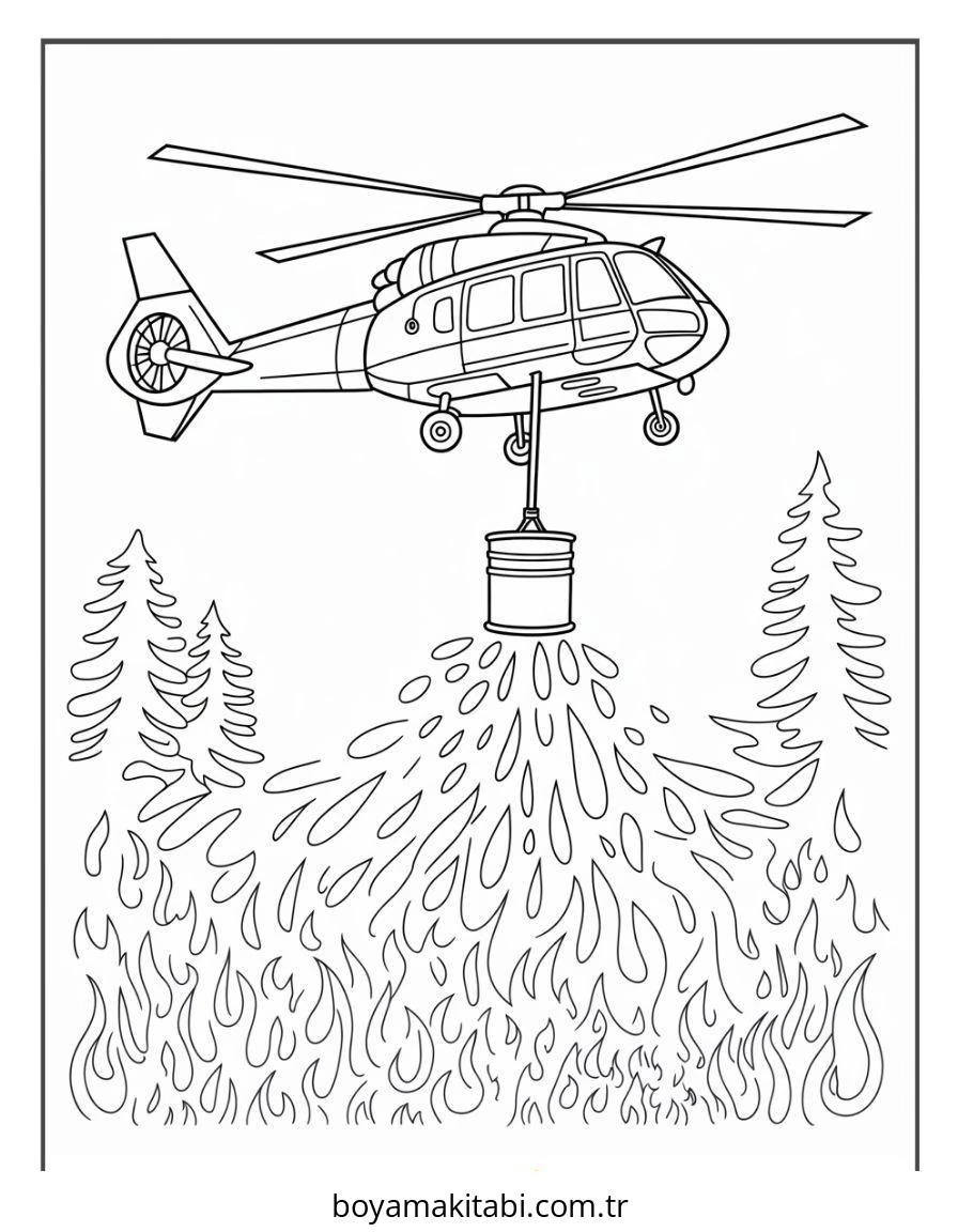 Helikopter boyama sayfası – yaratıcılık, eğlenceli etkinlik
