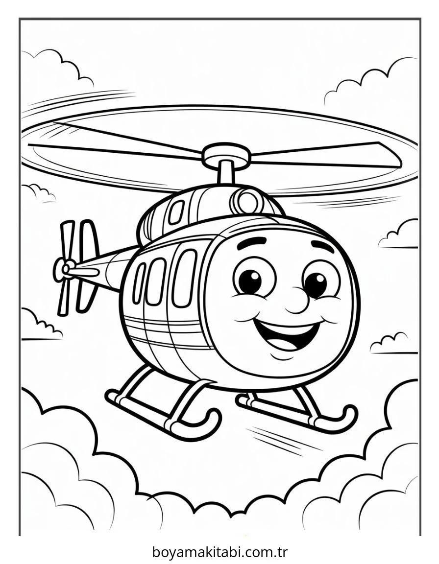 Helikopter boyama sayfası – boyama çalışması, yaratıcılığı geliştirir