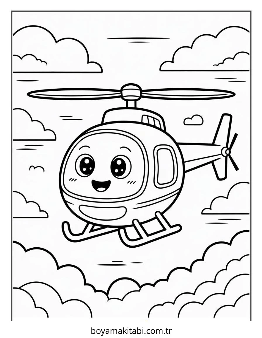 Helikopter boyama sayfası – yaratıcılığı geliştirir, keyifli zaman