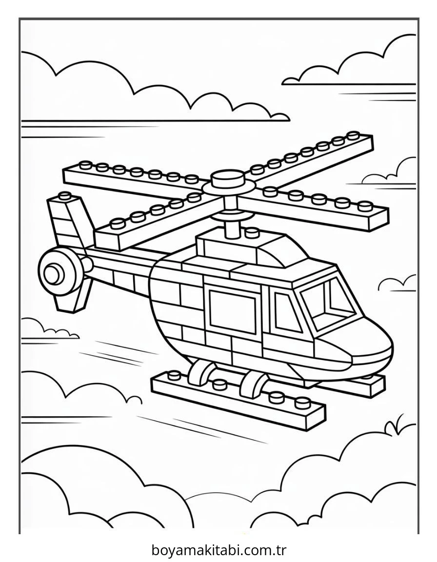 Helikopter boyama sayfası – okul öncesi, evde etkinlik