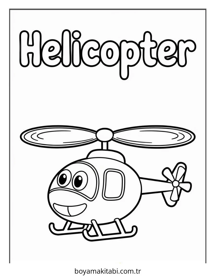 Helikopter boyama sayfası – boyama etkinliği, çocuk aktivitesi