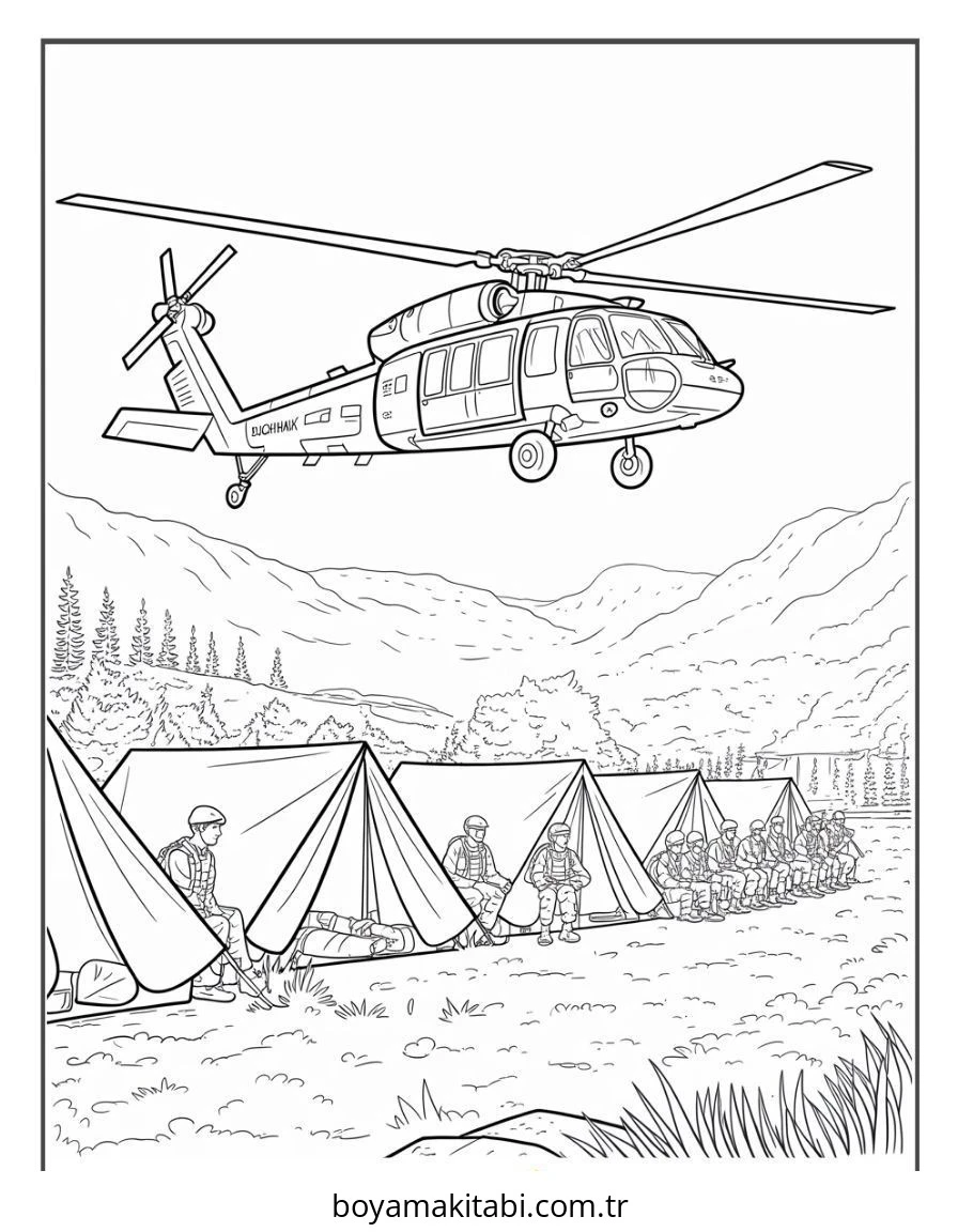 Helikopter boyama sayfası – eğitici aktivite, yaratıcılık