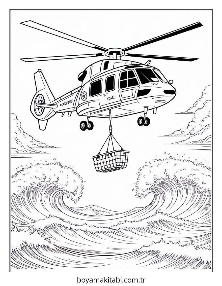 Helikopter boyama sayfası – keyifli zaman, renkli çizimler
