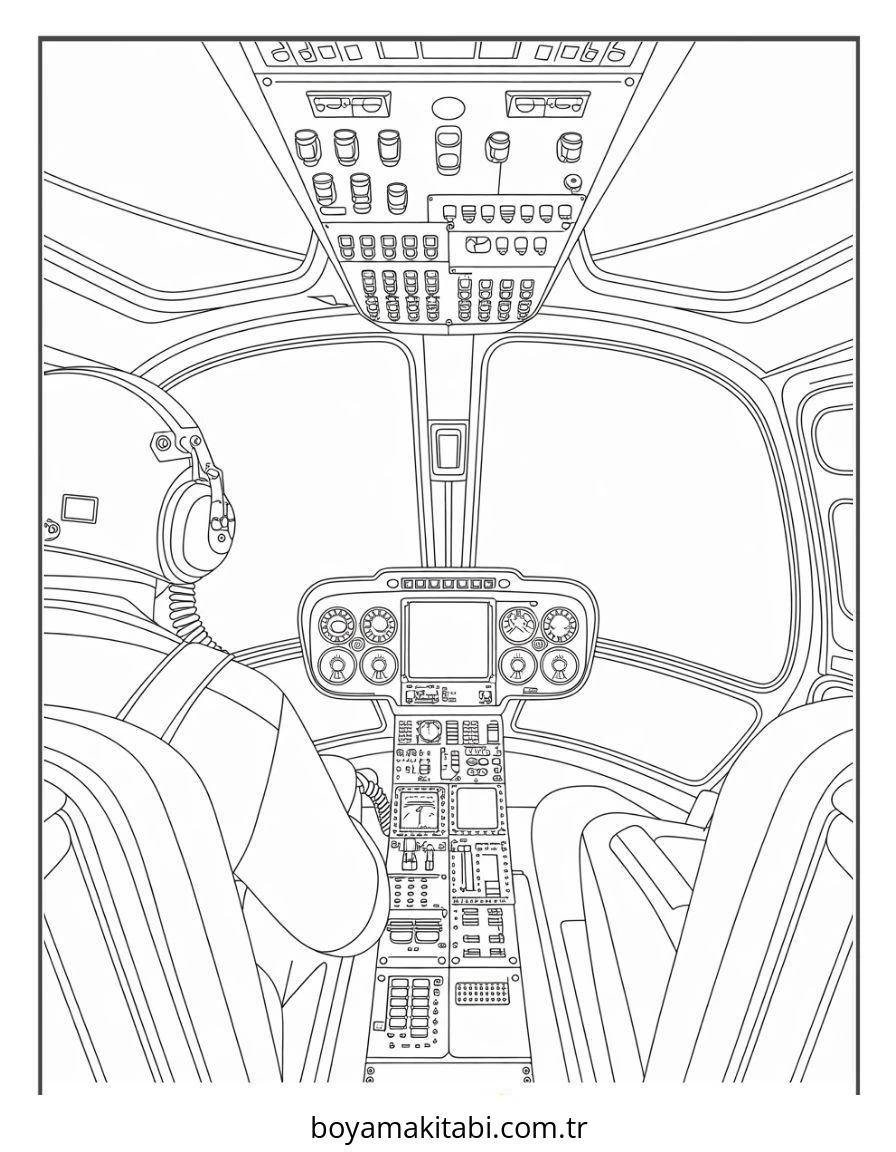 Helikopter boyama sayfası – çocuk aktivitesi, PDF indir
