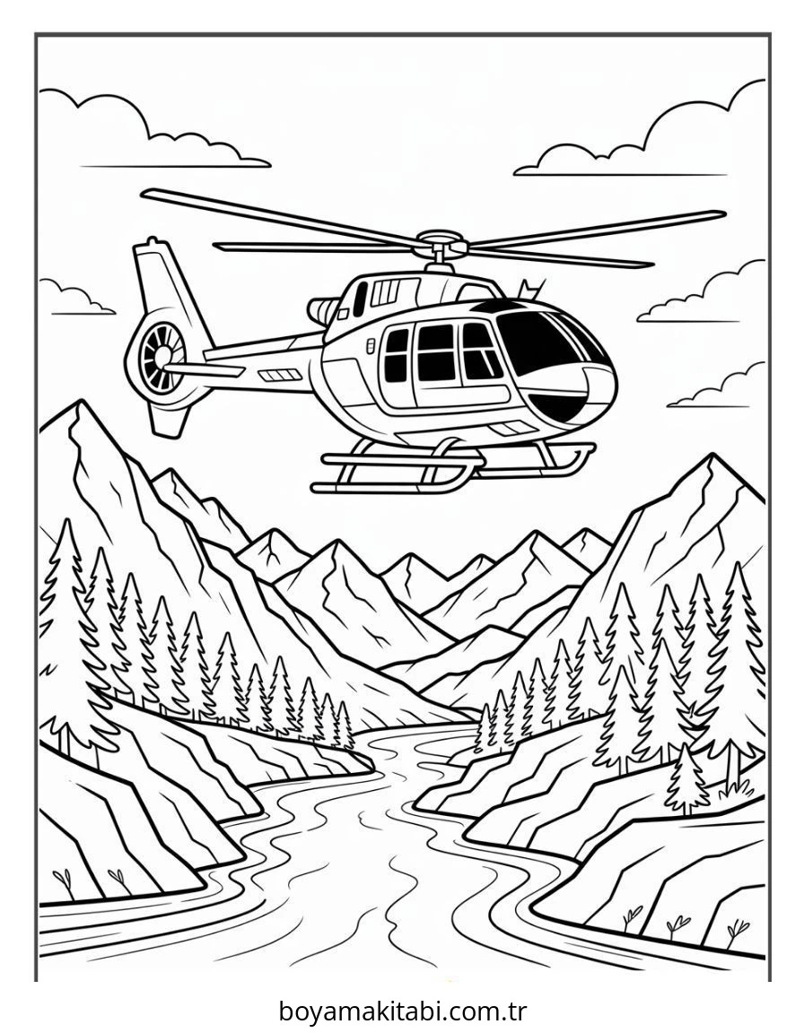 Helikopter boyama sayfası – yaratıcılık, eğlenceli etkinlik
