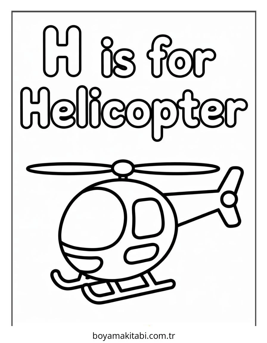Helikopter boyama sayfası – PDF indir, sevimli karakter