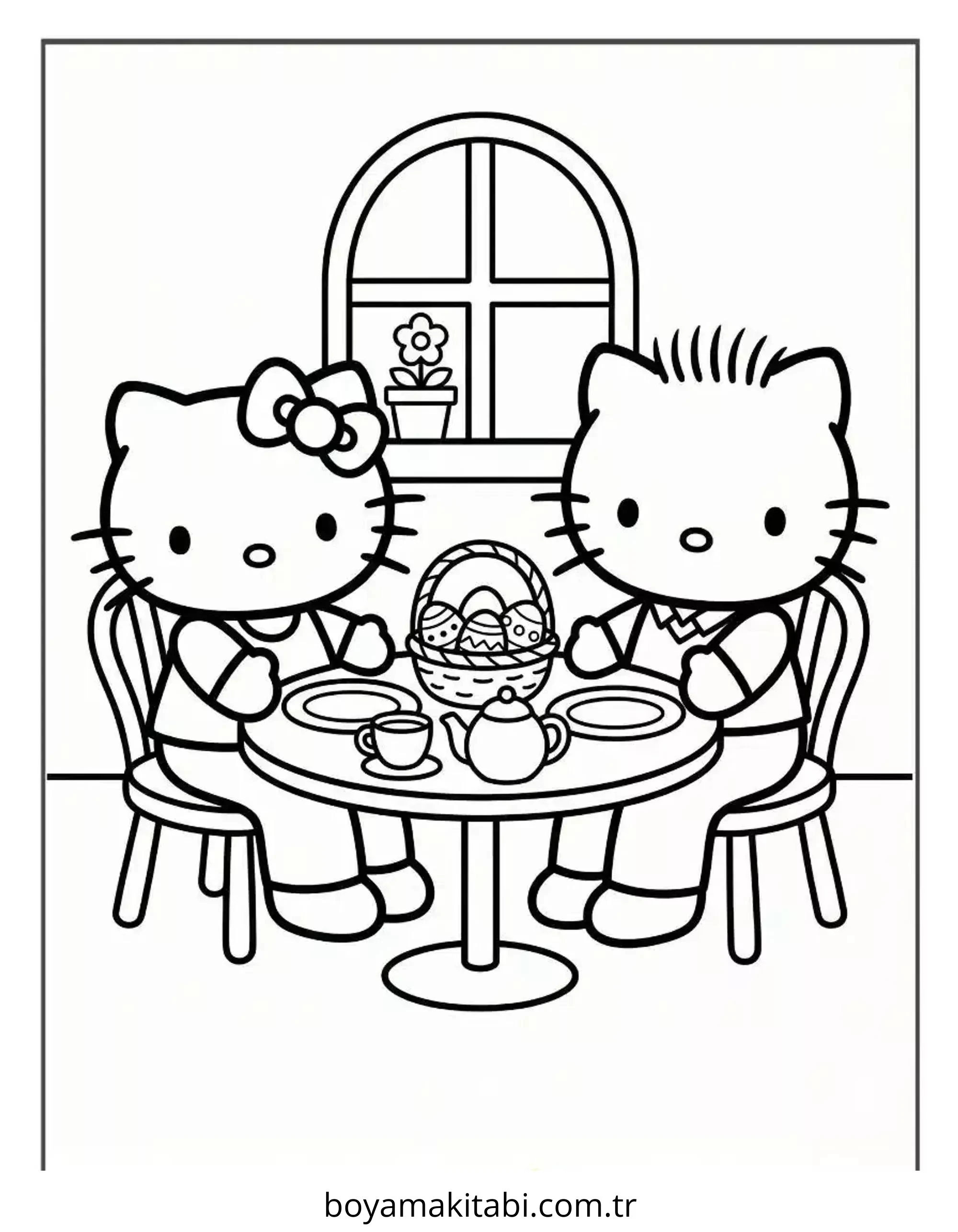 Hello Kitty boyama sayfası – çocuklar için, çizgi film temalı