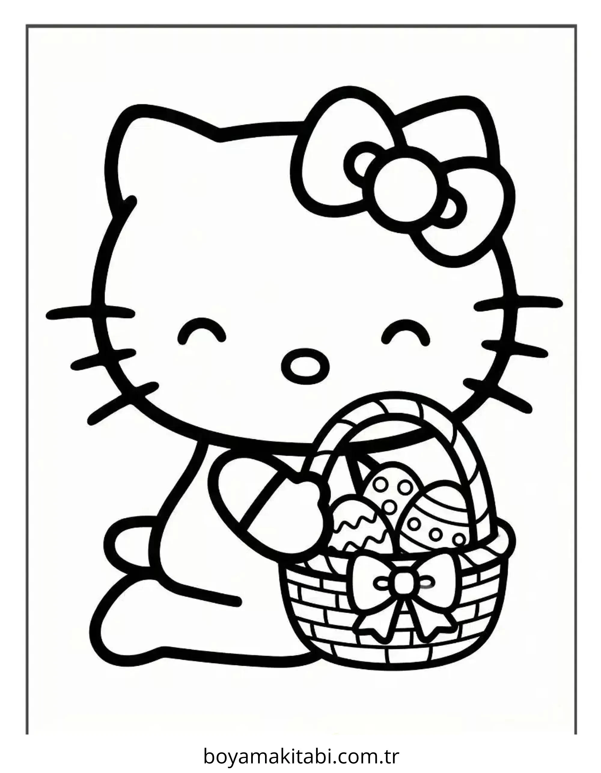 Hello Kitty boyama sayfası – kolay boyama, eğitici aktivite