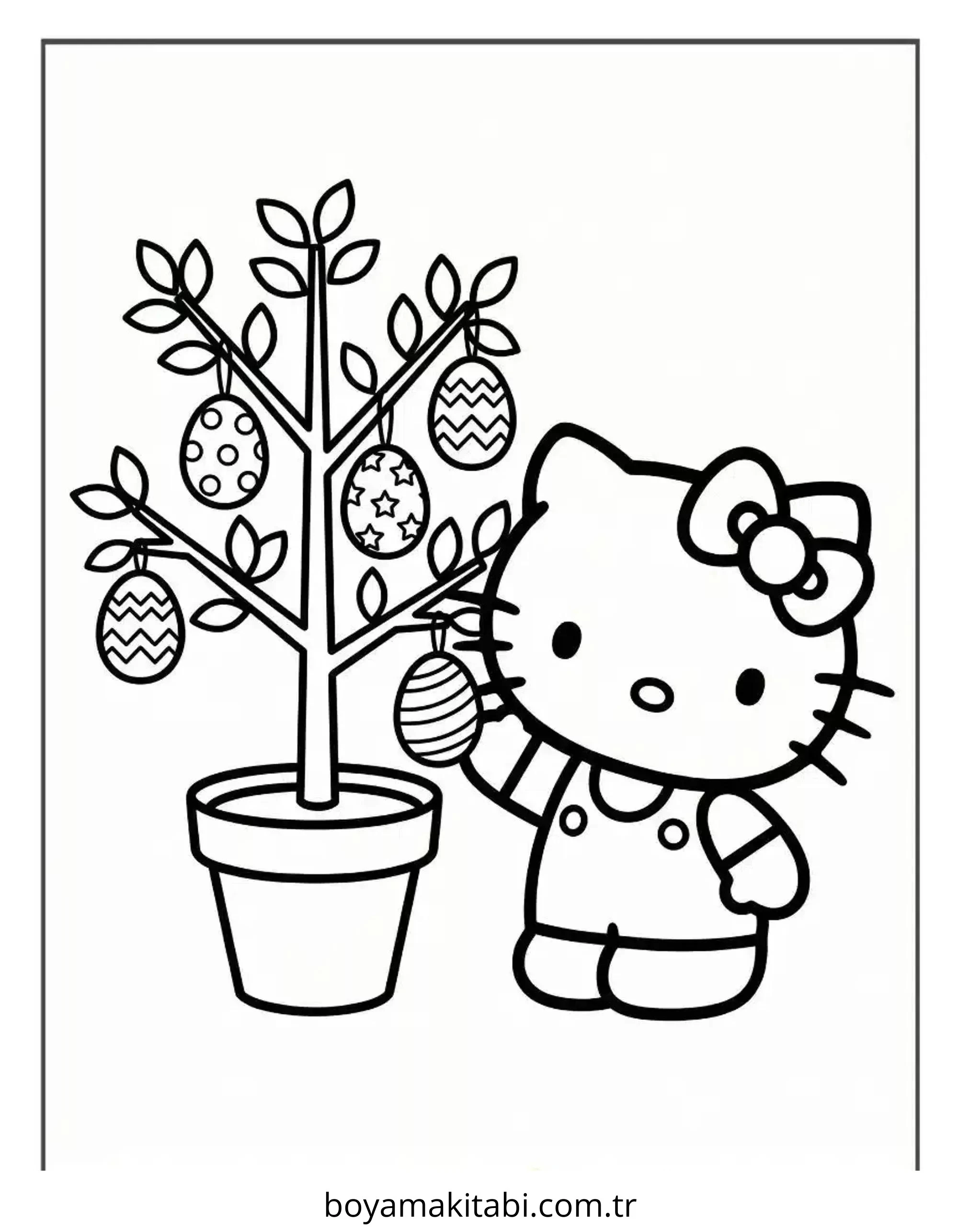 Hello Kitty boyama sayfası – eğlenceli etkinlik, el becerilerini geliştirir