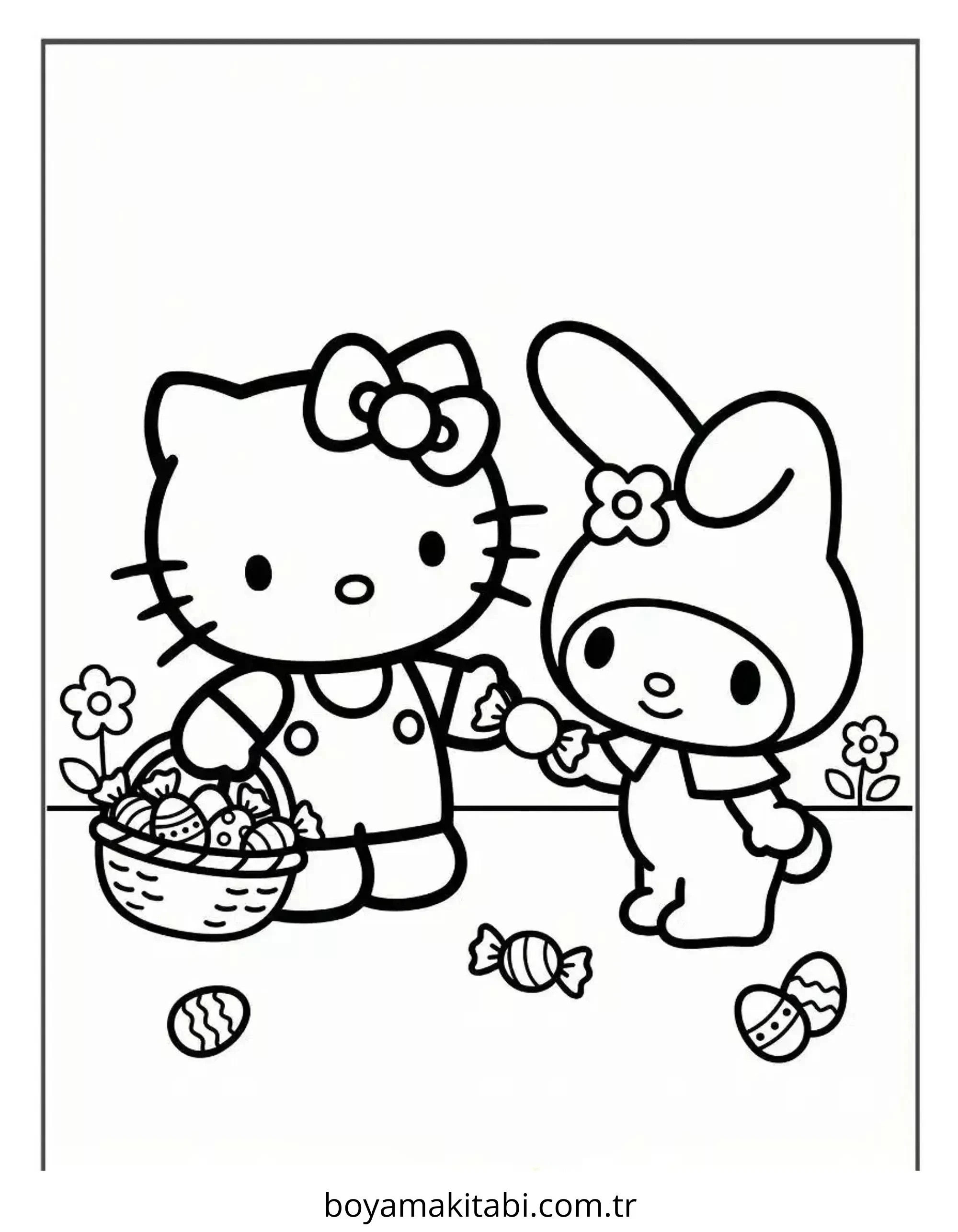 Hello Kitty boyama sayfası – okul öncesi, evde etkinlik