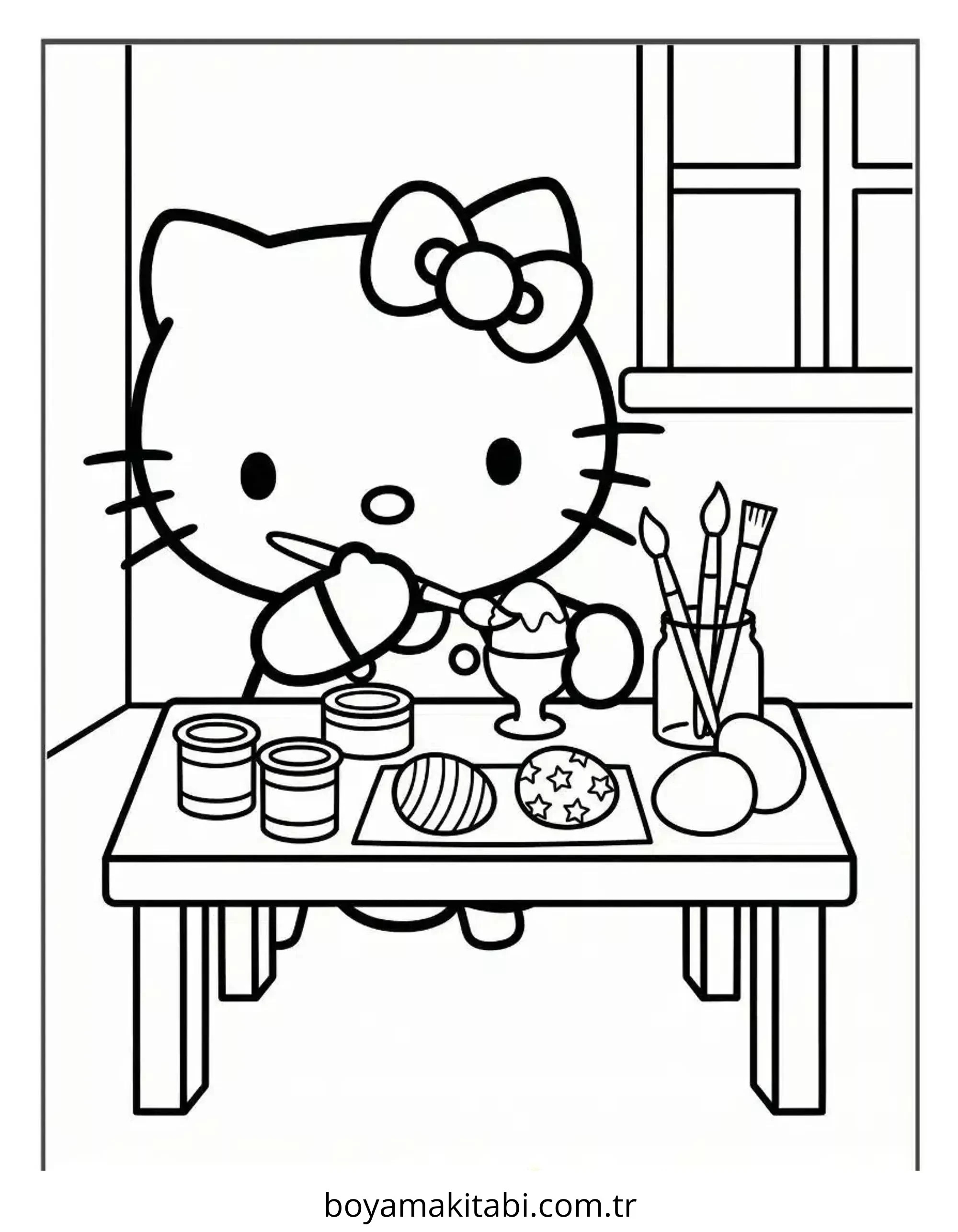 Hello Kitty boyama sayfası – eğitici aktivite, yaratıcılık