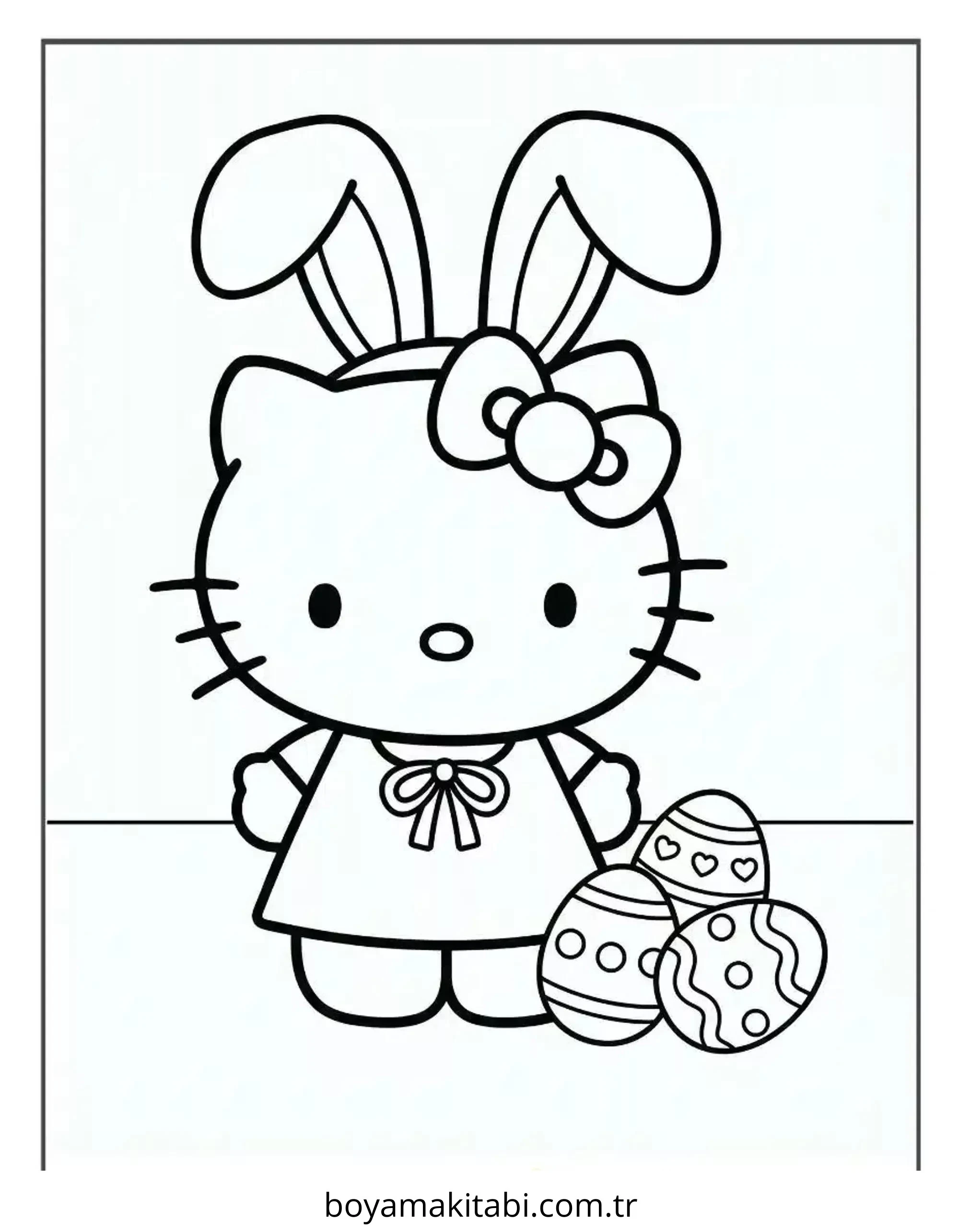 Hello Kitty boyama sayfası – el becerilerini geliştirir, boyama çalışması