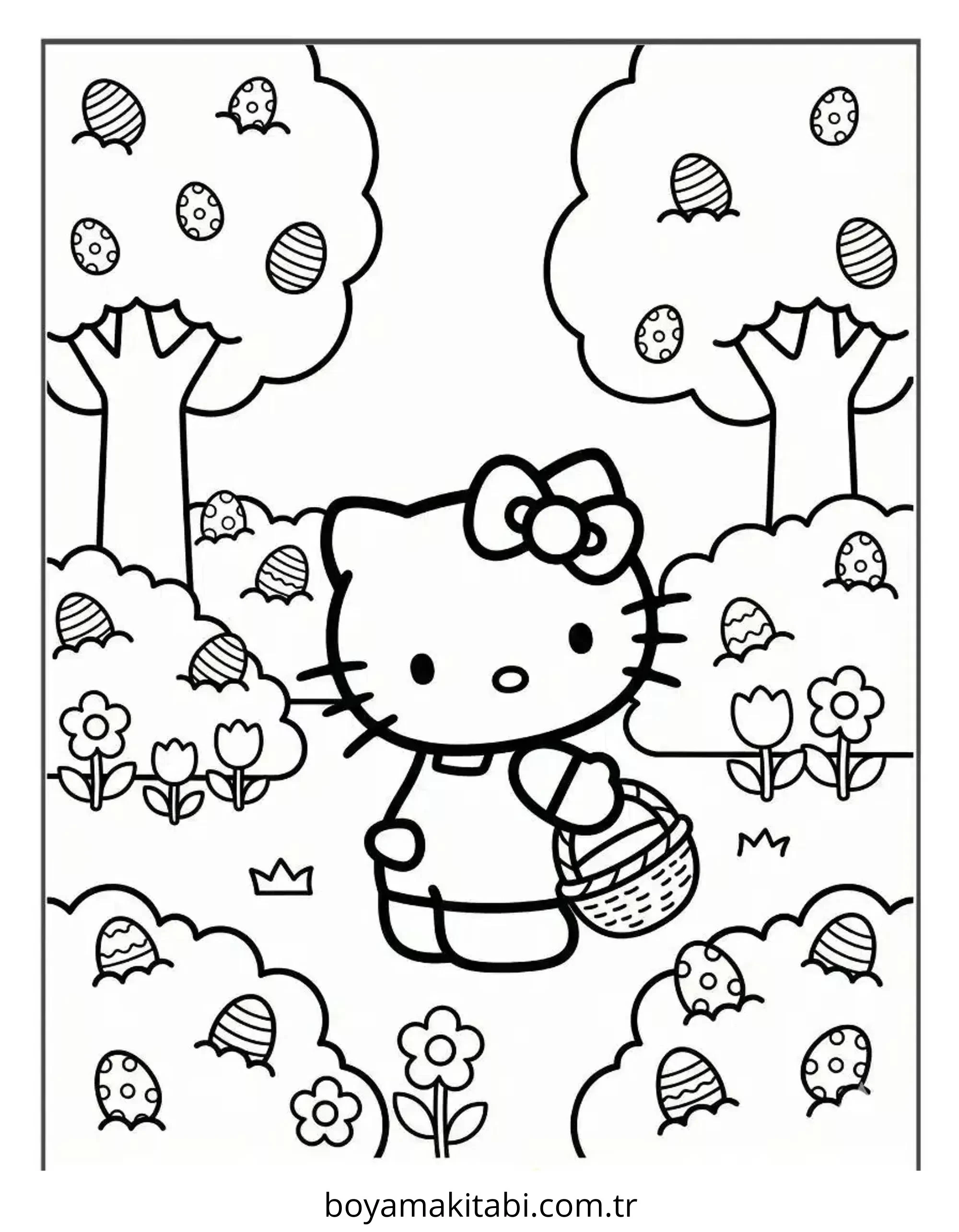 Hello Kitty boyama sayfası – evde etkinlik, ücretsiz yazdır