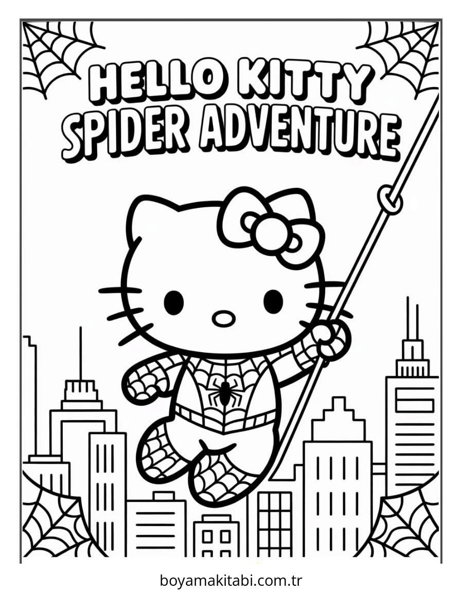 Hello Kitty boyama sayfası – basit çizim, kolay boyama