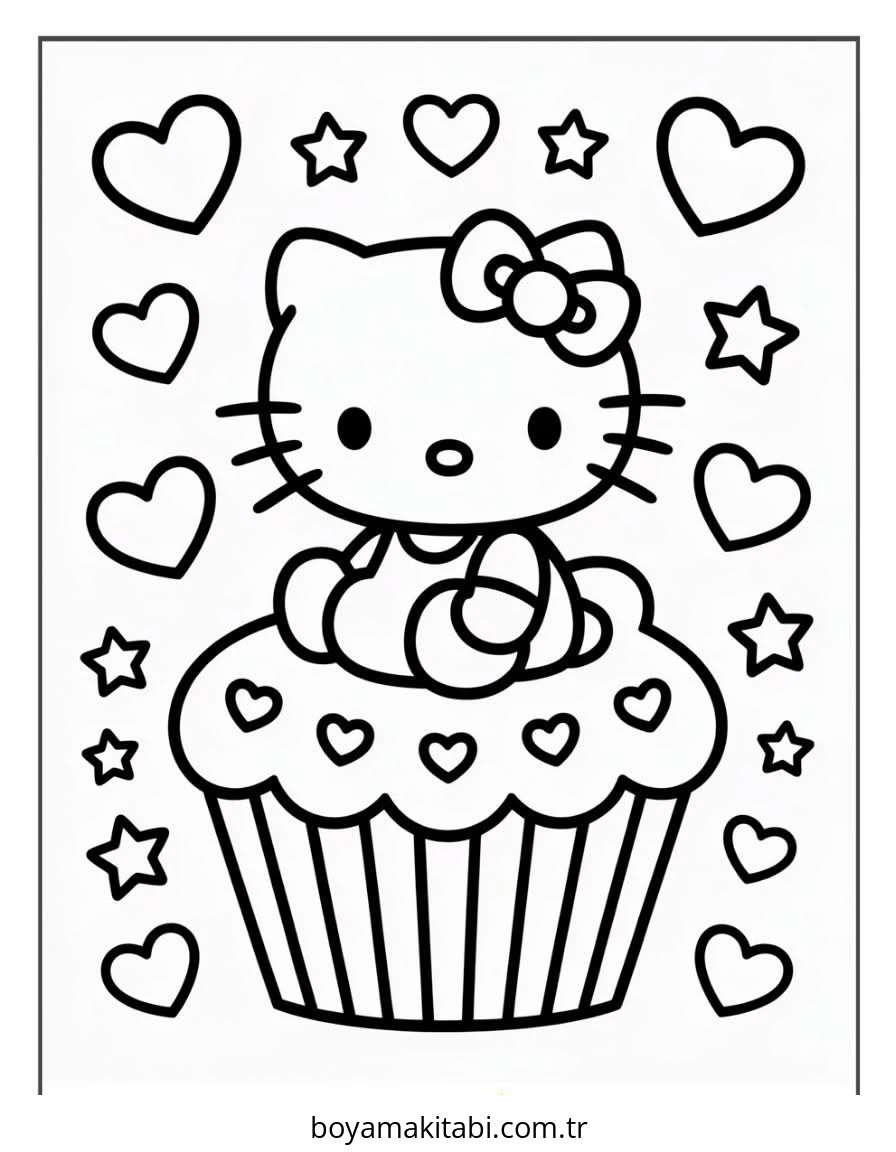 Hello Kitty boyama sayfası – renkli çizimler, okul öncesi