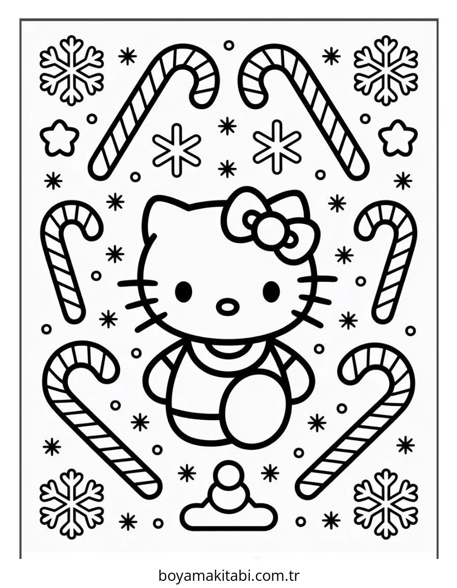 Hello Kitty boyama sayfası – eğlenceli etkinlik, el becerilerini geliştirir