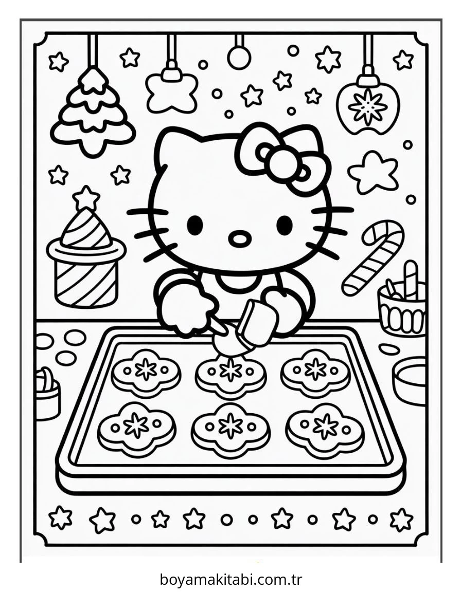Hello Kitty boyama sayfası – yaratıcılığı geliştirir, keyifli zaman