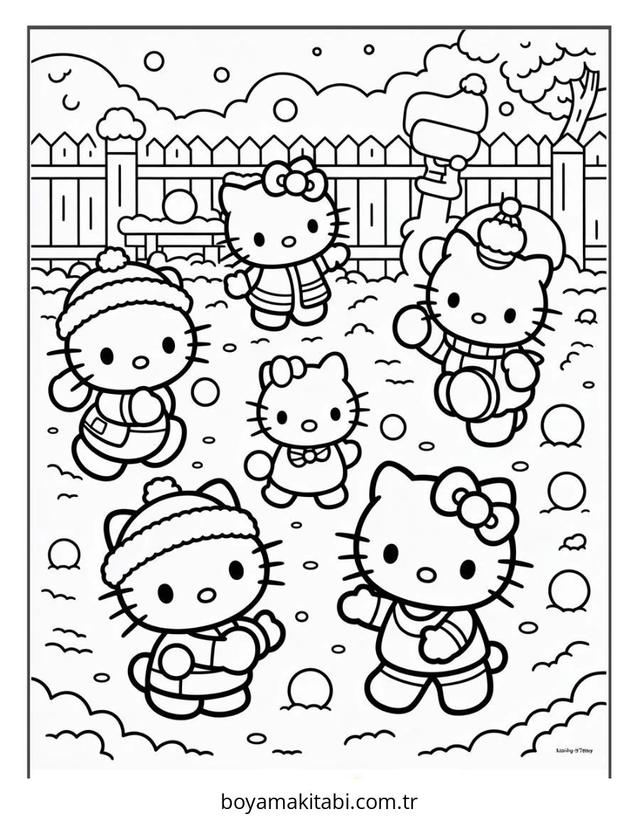Hello Kitty boyama sayfası – sevimli karakter, sanatsal çalışma