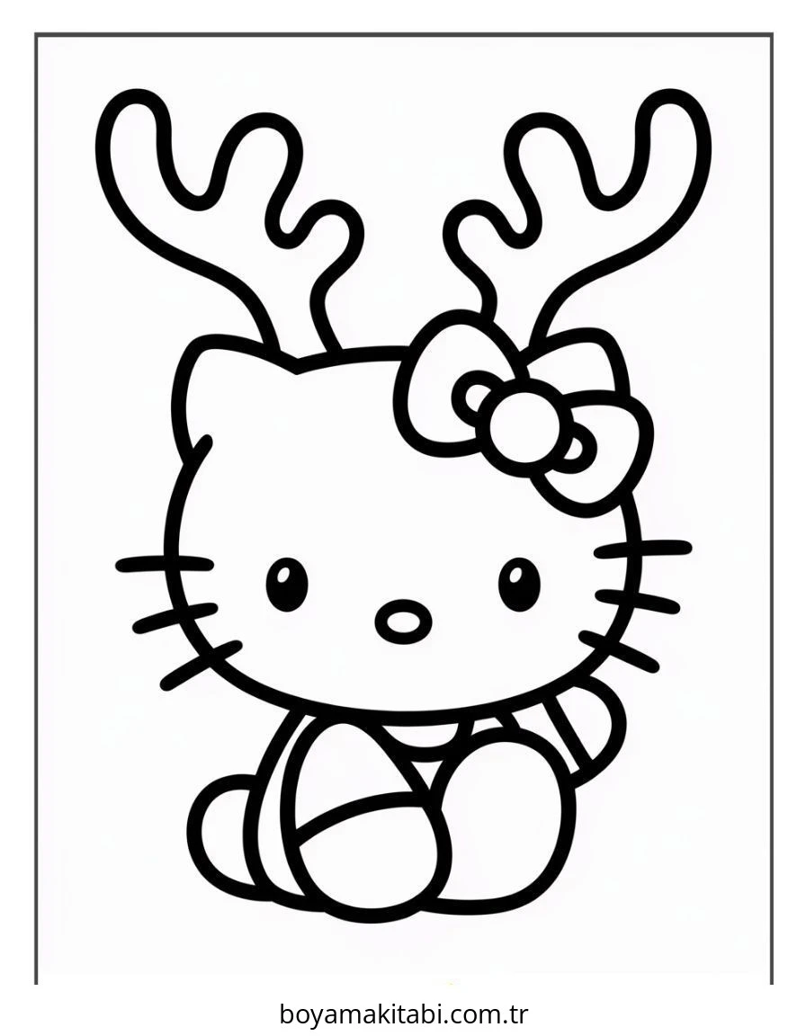 Hello Kitty boyama sayfası – çizgi film temalı, basit çizim