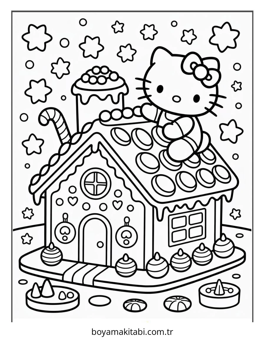 Hello Kitty boyama sayfası – eğitici aktivite, yaratıcılık