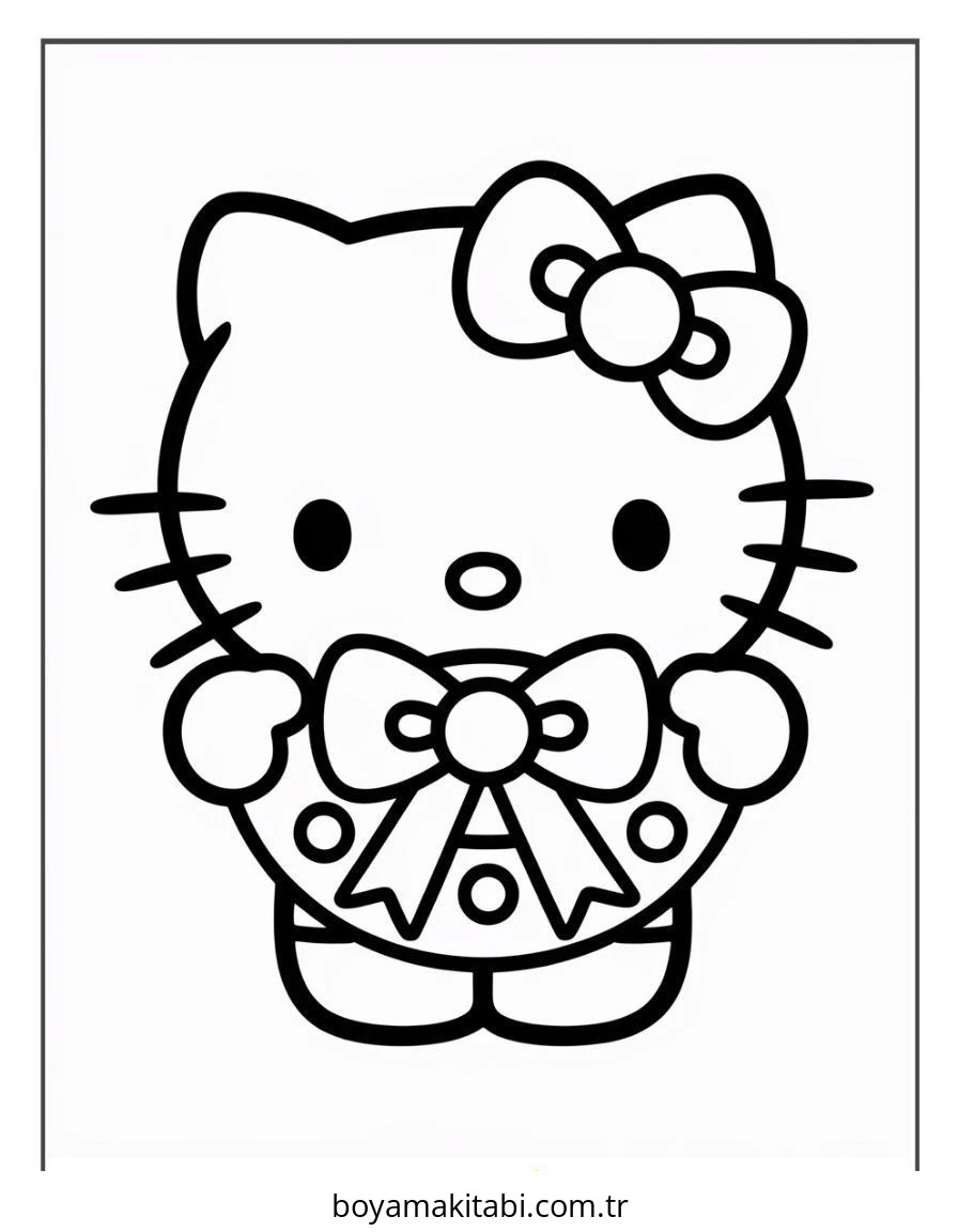 Hello Kitty boyama sayfası – el becerilerini geliştirir, boyama çalışması