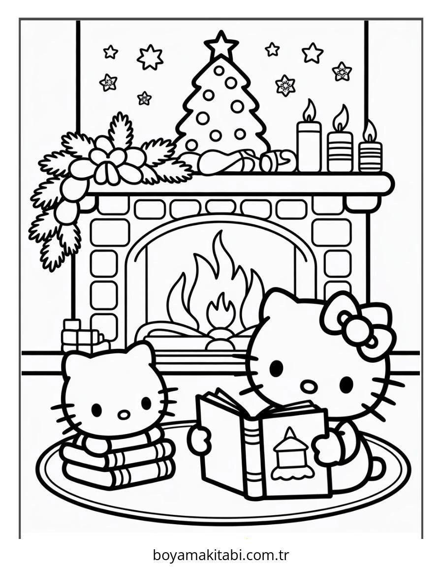 Hello Kitty boyama sayfası – çocuk aktivitesi, PDF indir