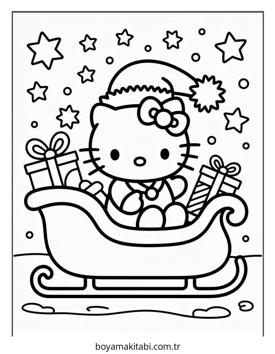 Hello Kitty boyama sayfası – sanatsal çalışma, çocuklar için