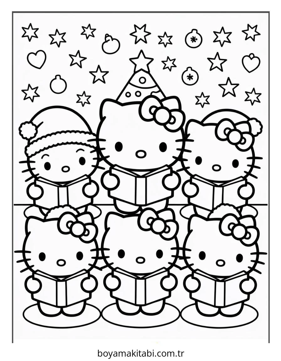 Hello Kitty boyama sayfası – basit çizim, kolay boyama