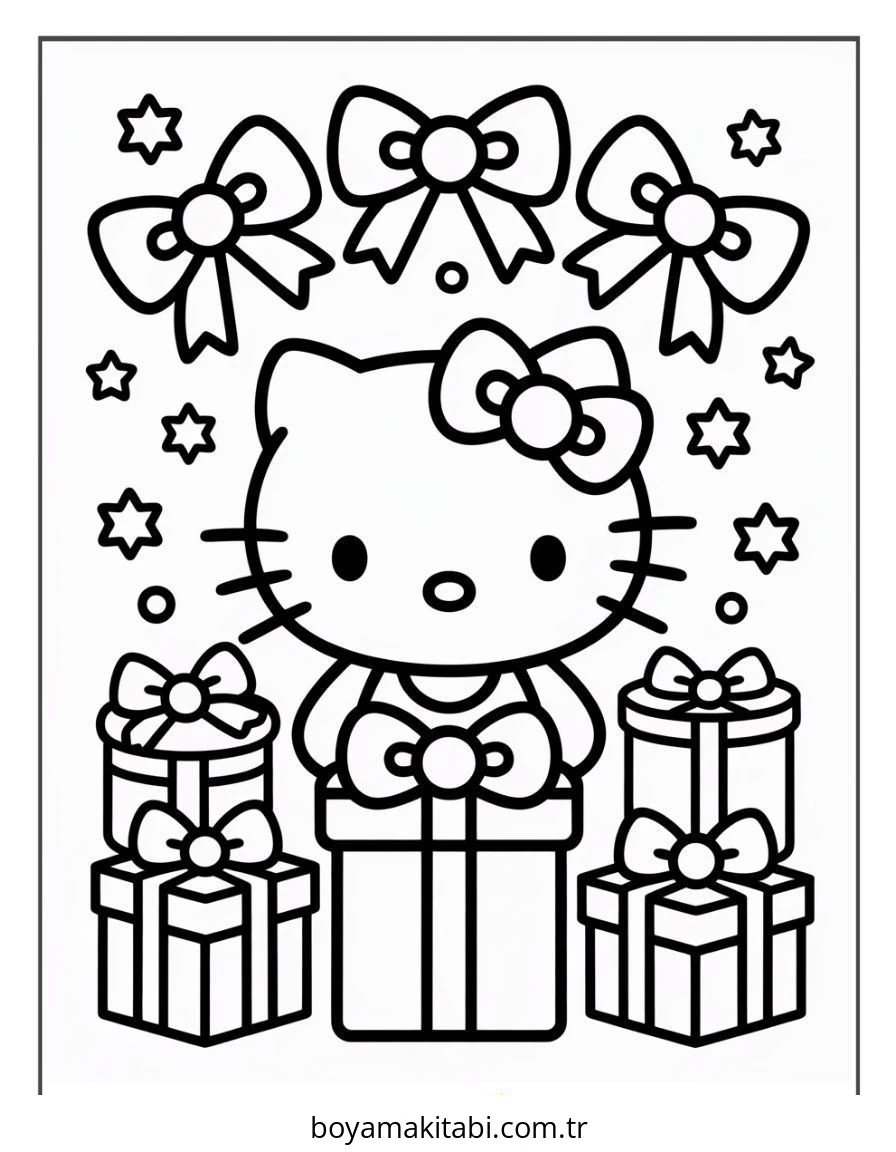 Hello Kitty boyama sayfası – yaratıcılık, eğlenceli etkinlik