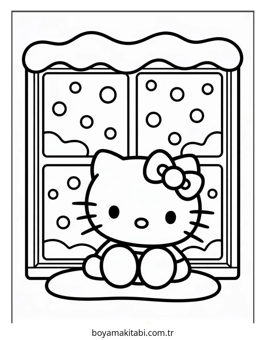 Hello Kitty boyama sayfası – boyama çalışması, yaratıcılığı geliştirir