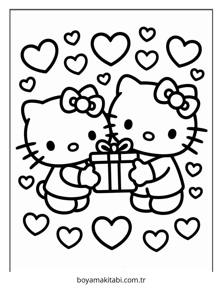 Hello Kitty boyama sayfası – renkli çizimler, okul öncesi