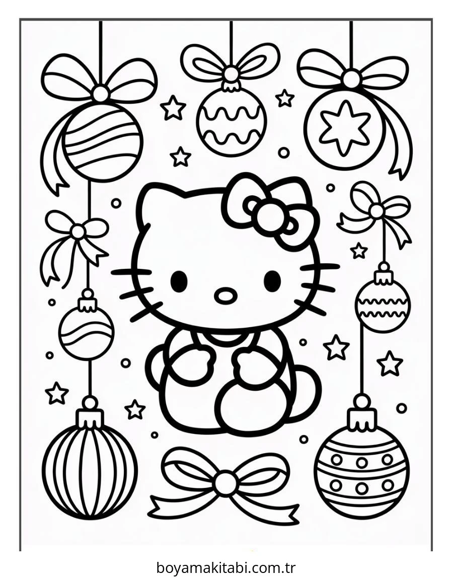 Hello Kitty boyama sayfası – PDF indir, sevimli karakter